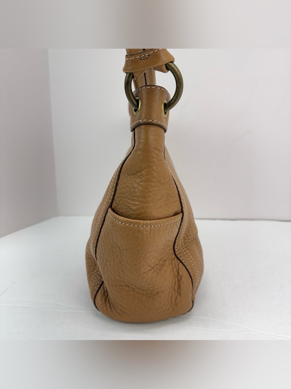 Vintage Fossil Brown Pebbled Leather Hobo Shoulder Bag - Picture 3 of 11